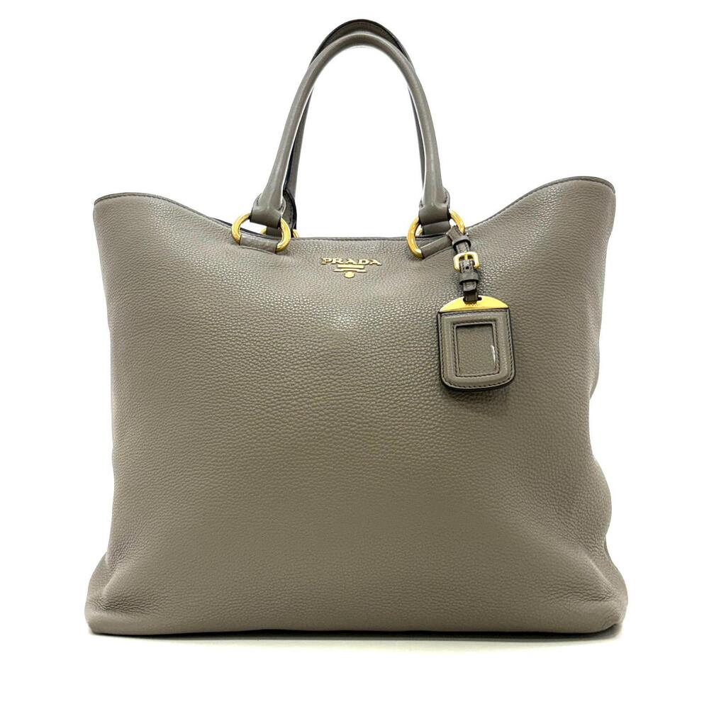 Prada Vitello Daino Leather 2Way Tote Bag Brown